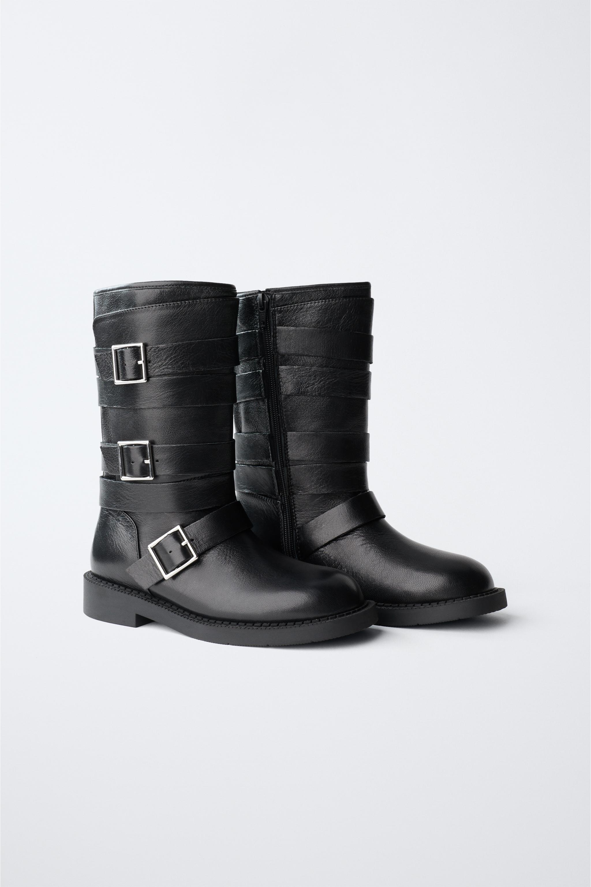 BUCKLED LEATHER BOOTS